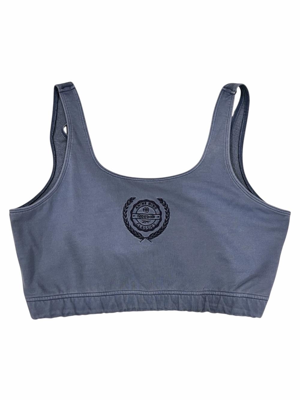 Anine Bing x Reebok Logo Cotton Bralette Tank Scoop Neck Crop Top Blue XL NEW